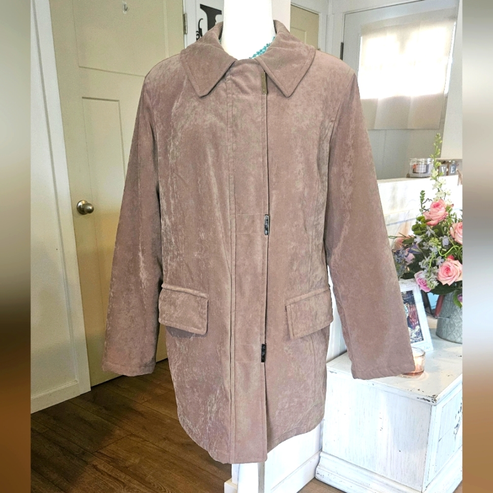 NWOT'S! FLEET STREET - Never Worn- Light Olive Faux Suede Trench Coat - Size XL